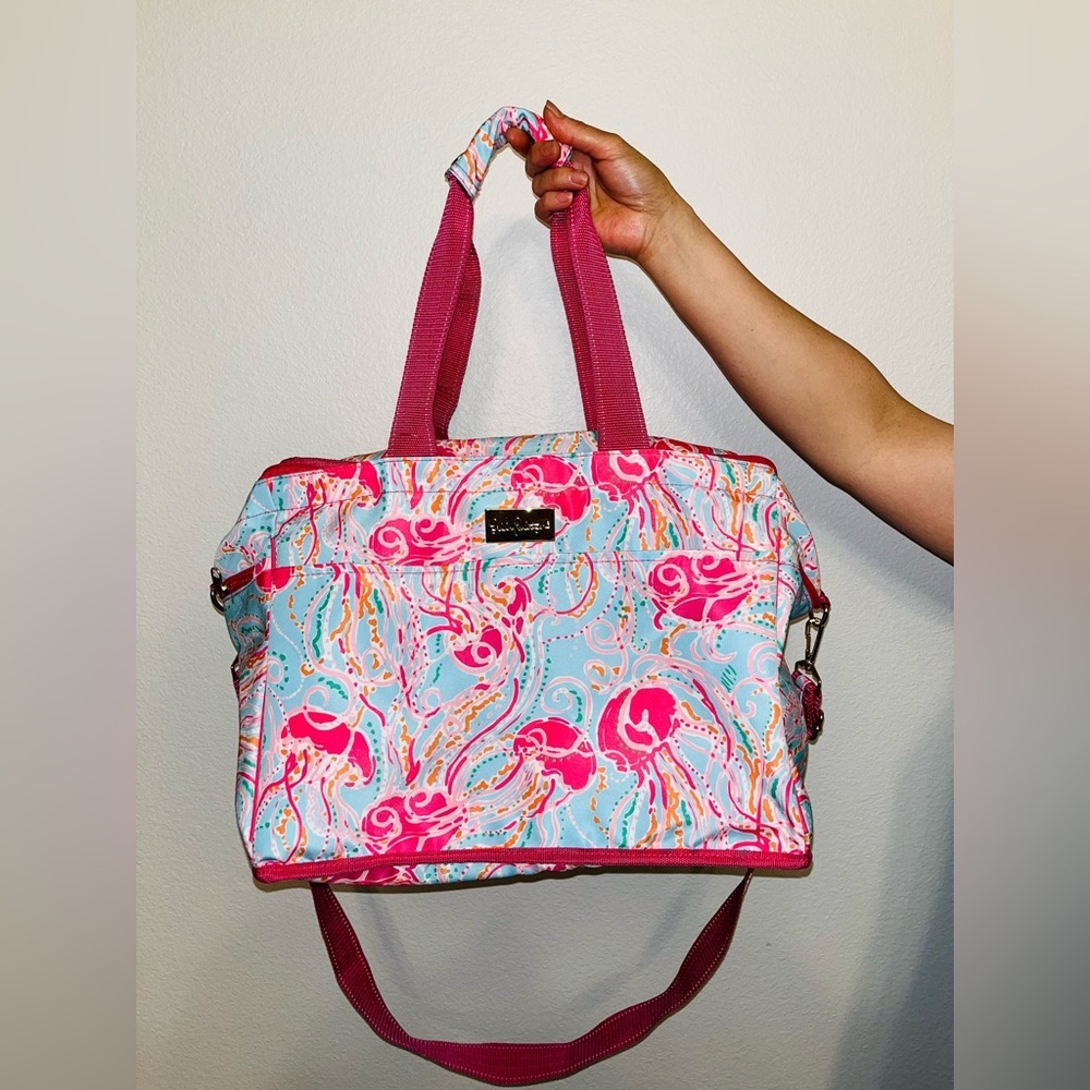 NWT Lilly Pulitzer Insulated Cooler Bag Pink Blue Print Travel Tote